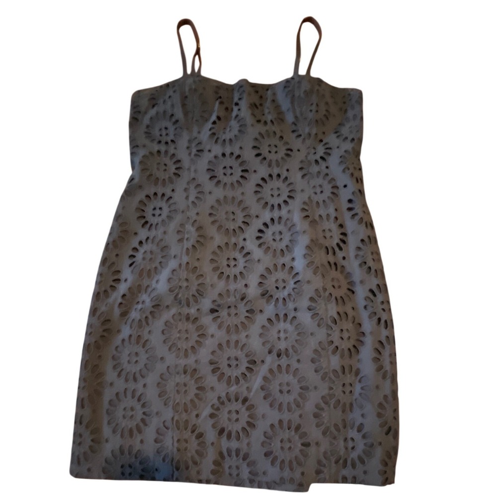 Lilly Pulitzer Shelli Navy‎ Blue Floral Eyelet Tie Back Shift Dress Size 6